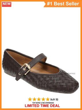 Ballet Flats with Buckle Strap, Square Toe Slip-On, Casual Fall Shoes